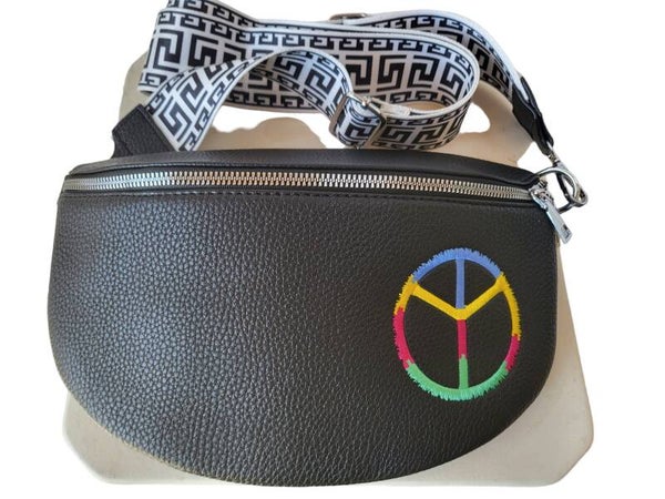 Brusttasche schwarz "Peace" - 1x verfügbar