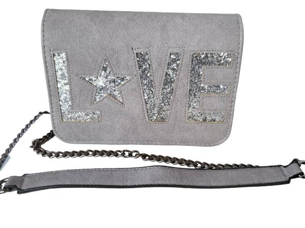 Handtasche grau "LOVE" - 1x verfügbar