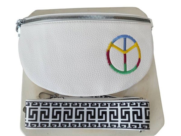 Brusttasche weiss "Peace" - 1x verfügbar