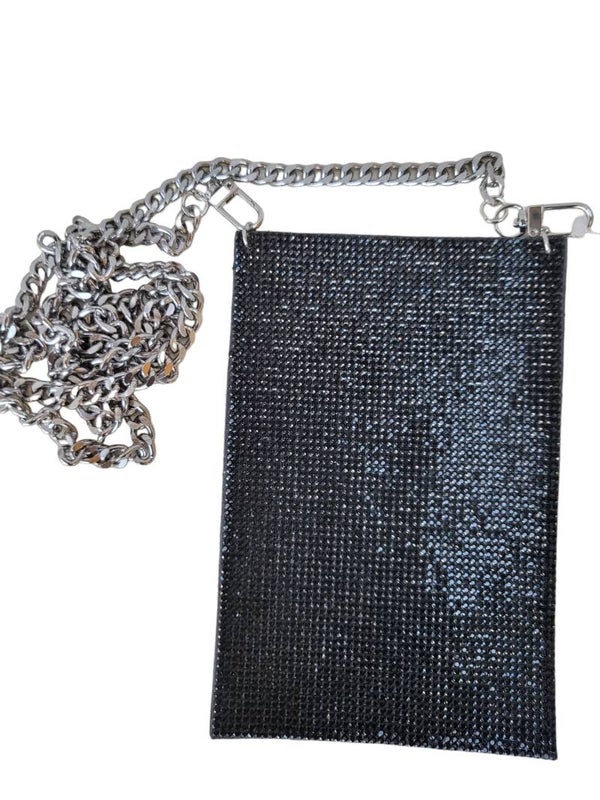 Handytasche mit schwarzen Glitzersteinen - 1x verfügbar