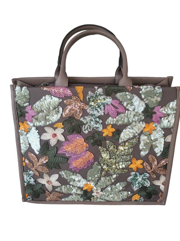 Shopping-Tasche braun floral - 1x verfügbar