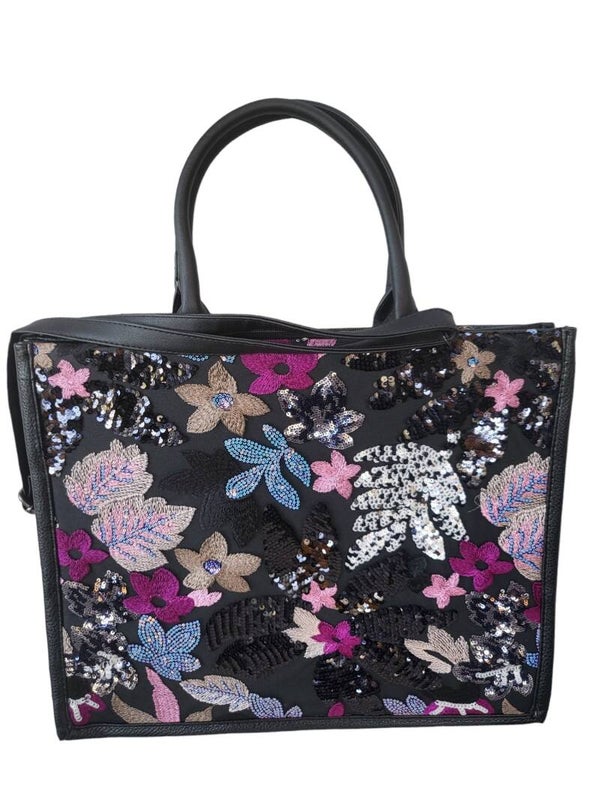 Shopping-Tasche schwarz floral - 1x verfügbar