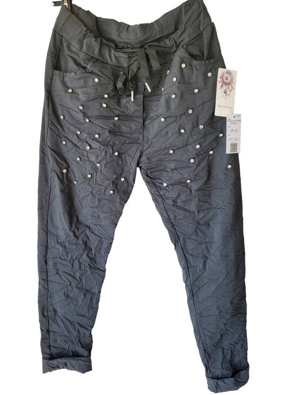 Stretchhose grau mit Steinchen, Gr. 40/42 - 2x verfügbar