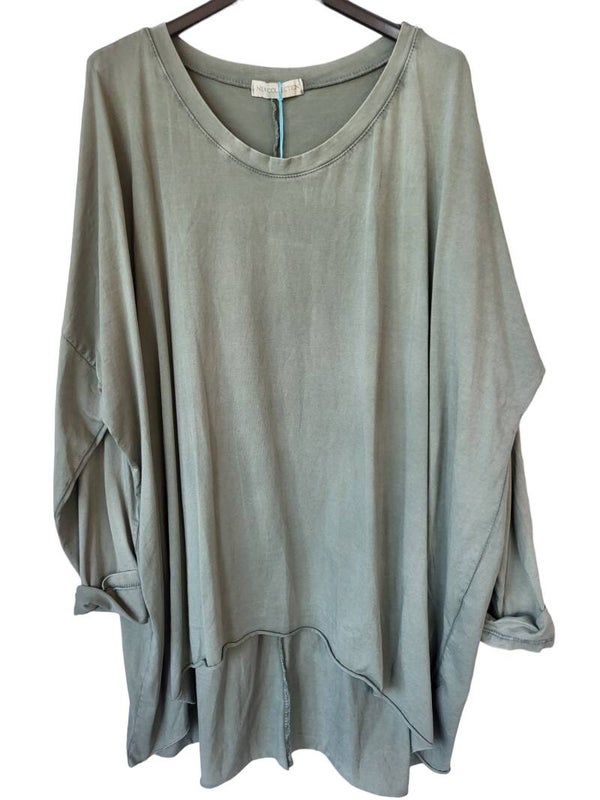 Sweatshirt grün/grau uni, Gr. 42/44 - 1x verfügbar