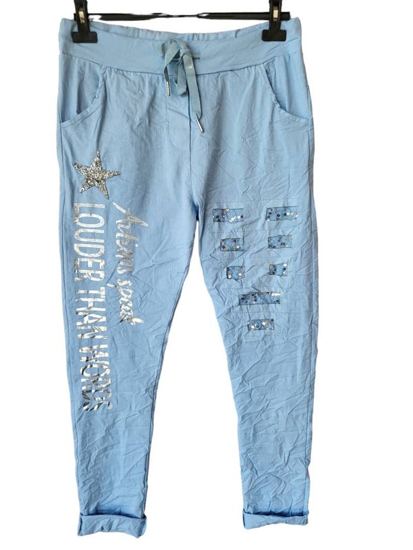 Stretchhose hellblau mit Stern, Gr. 38 - 42, 1x verfügbar