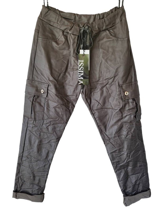 Kunstleder Cargo-Stretchhose schwarz (ISSIMA), Gr. 38 - 42, 1x verfügbar