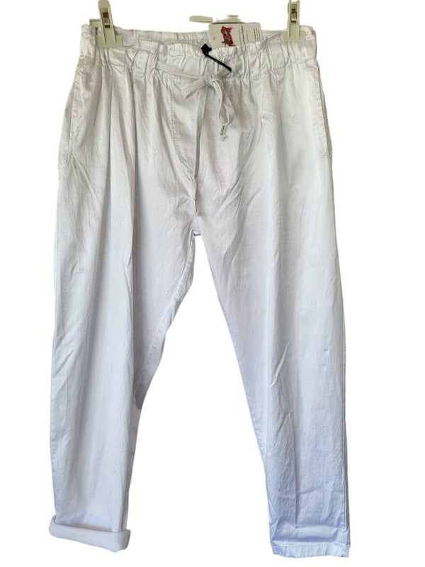 Stoffhose weiss mit gerüschtem Bund, Gr. 38 - 42, 1x verfügbar