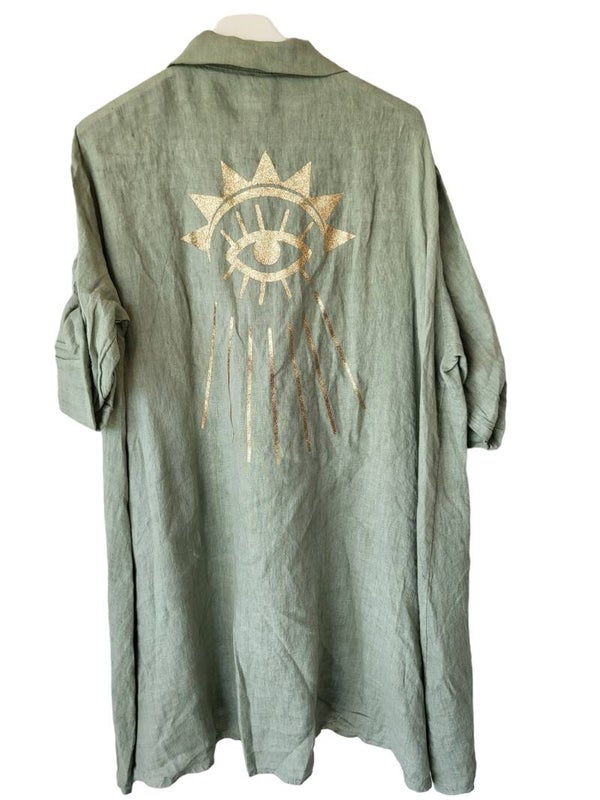 Bluse khaki "3tes Auge", Gr. 38 - 44, 1x verfügbar