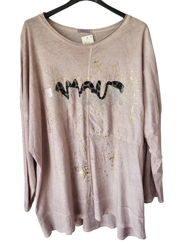 Sweatshirt rosa mit Steinchen, Gr. 44/46 - 1x verfügbar