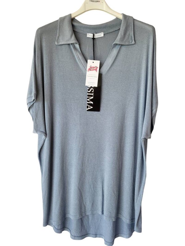 Tshirt jeansblau mit Kragen (ISSIMA), Gr. 38 - 42, 1x verfügbar