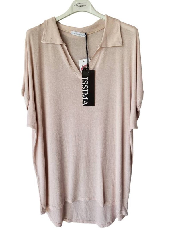 Tshirt lachs-rosa mit Kragen (ISSIMA), Gr. 38 - 42, 1x verfügbar