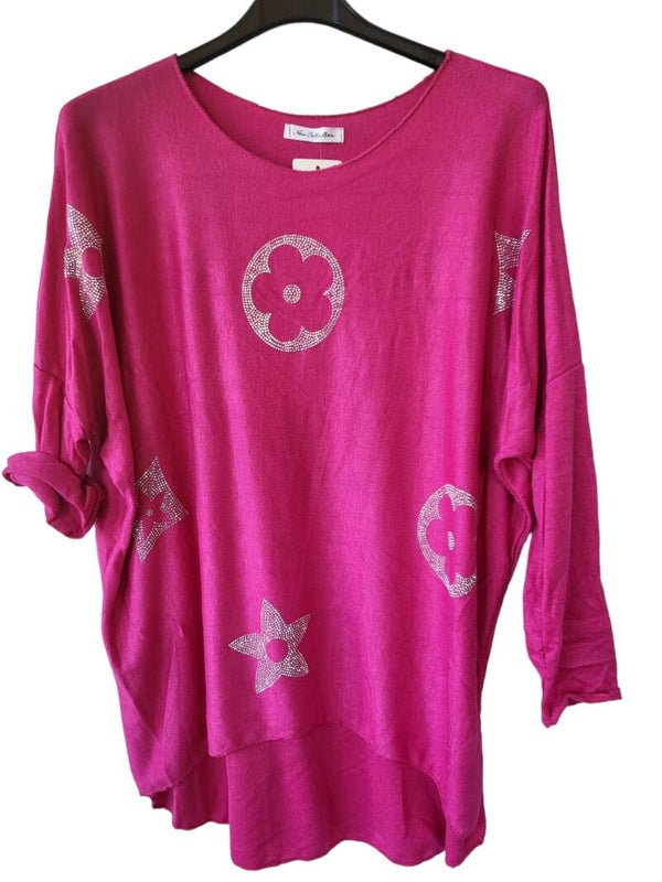 Pullover pink "Blume & Stern", Gr. 38 - 42, 1x verfügbar