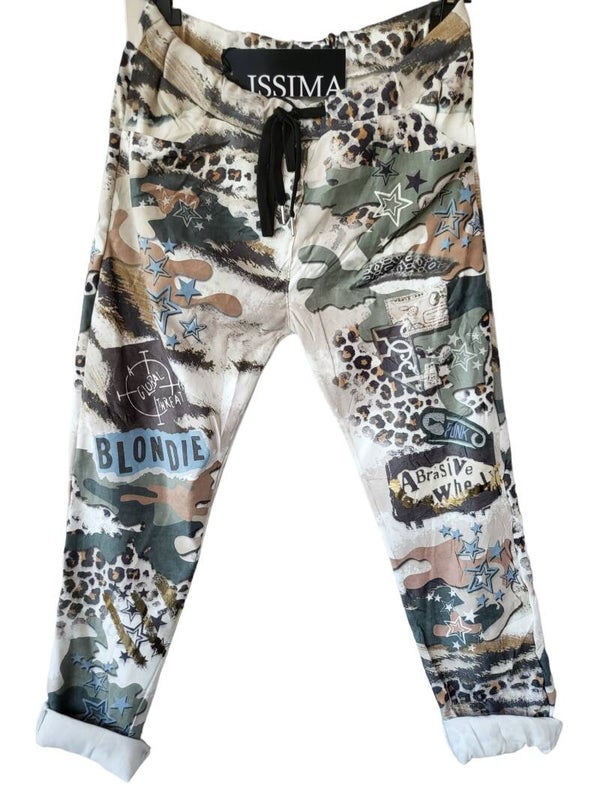 Stretchhose Velours "Camouflage mit Sternen" (ISSIMA), Gr. 38 - 40/42, 1x verfügbar
