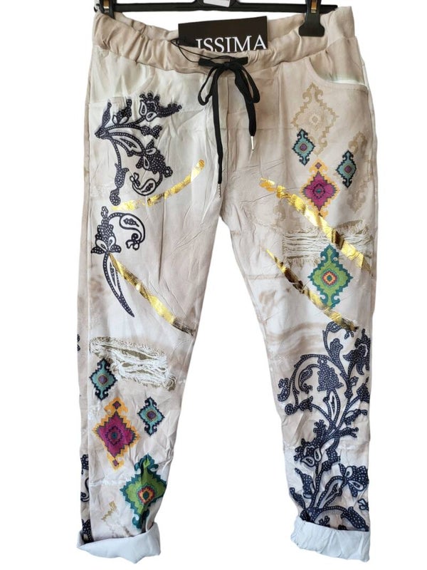 Stretchhose Velours "Rankenmuster" (ISSIMA), Gr. 38 - 40/42, 1x verfügbar