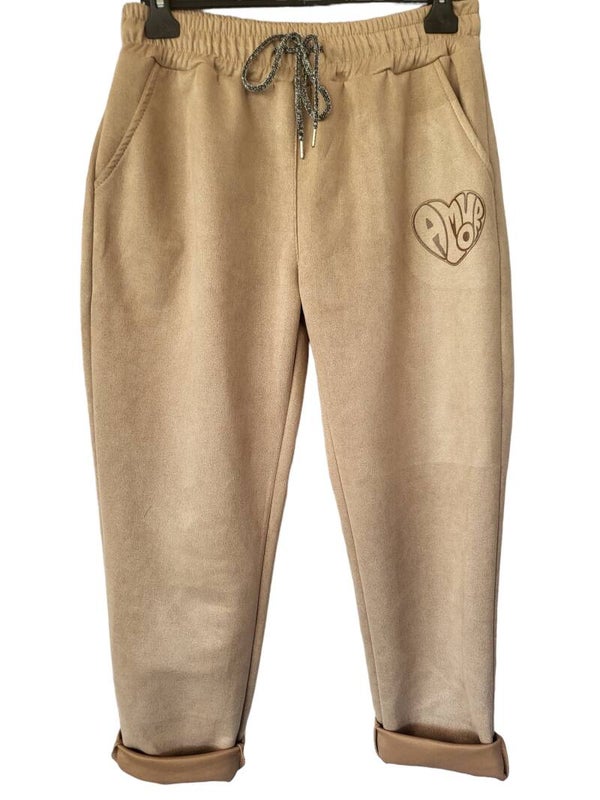 Stoffhose Velours beige "AMOUR", Gr. 38 - 42, 1x verfügbar