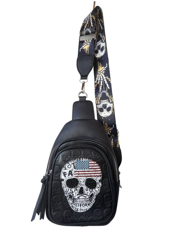 Brustsack schwarz "Skull USA", 1x verfügbar