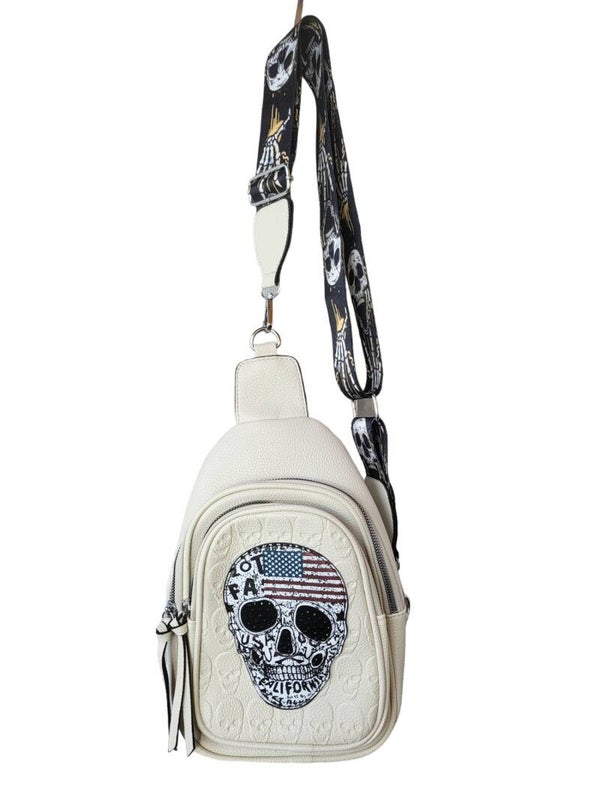 Brustsack créme-weiss/beige "Skull USA", 1x verfügbar
