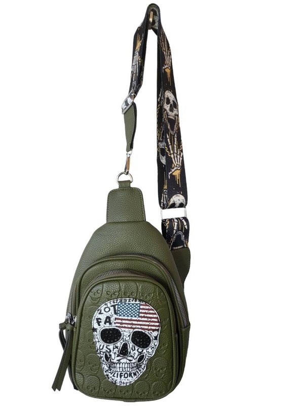 Brustsack khaki "Skull USA", 1x verfügbar