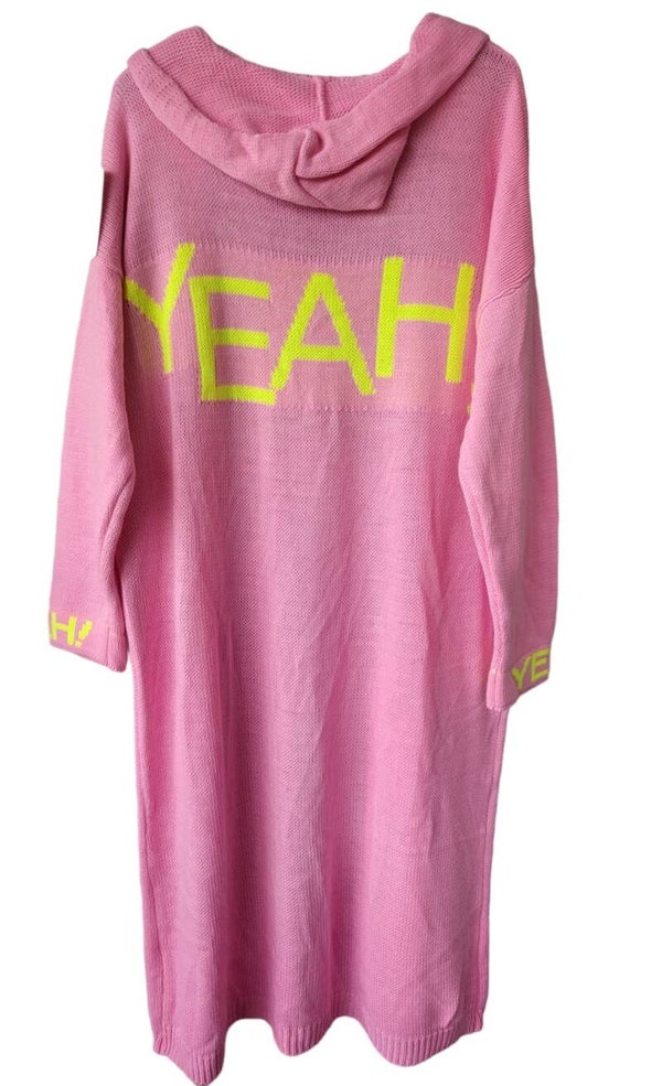 Cardigan mit Kapuze rosa/gelb "YEAH!" - 1x verfügbar