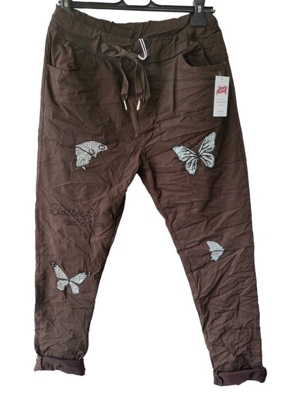 Stretchhose braun "Butterfly", Gr. 38 - 42, 1x verfügbae