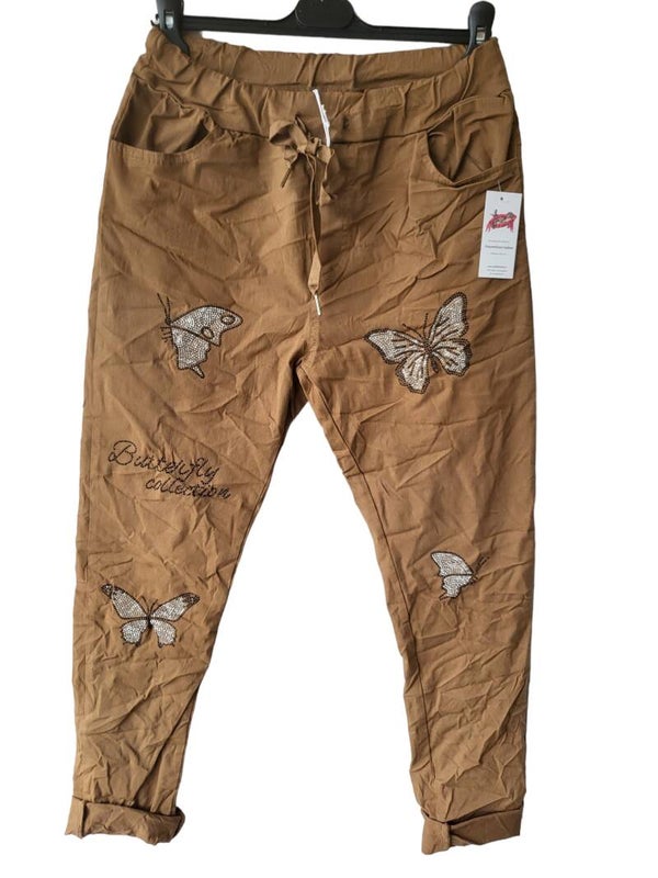 Stretchhose cammel "Butterfly", Gr. 38 - 42, 1x verfügbae