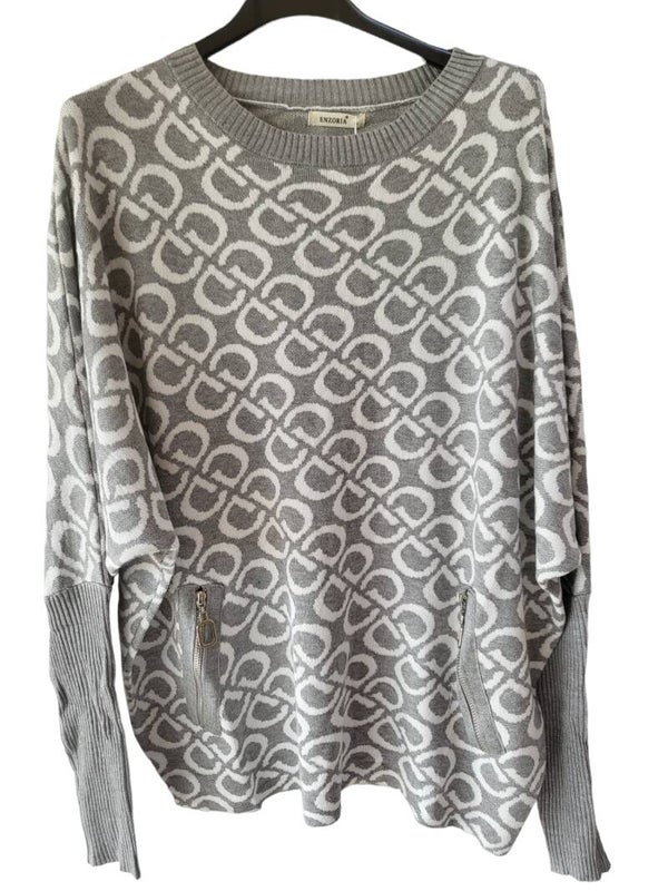 Pullover grau "weisses G", Gr. 38 - 42, 1x verfügbar