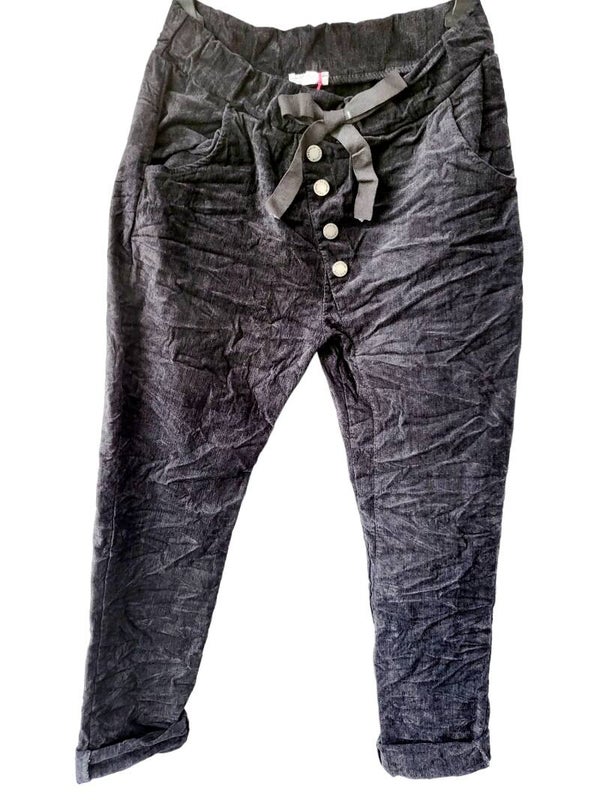 Stretchhose dicker anthrazit (grau) mit Dekoknöpfen, Gr. 38 - 42/44, 1x verfügbar