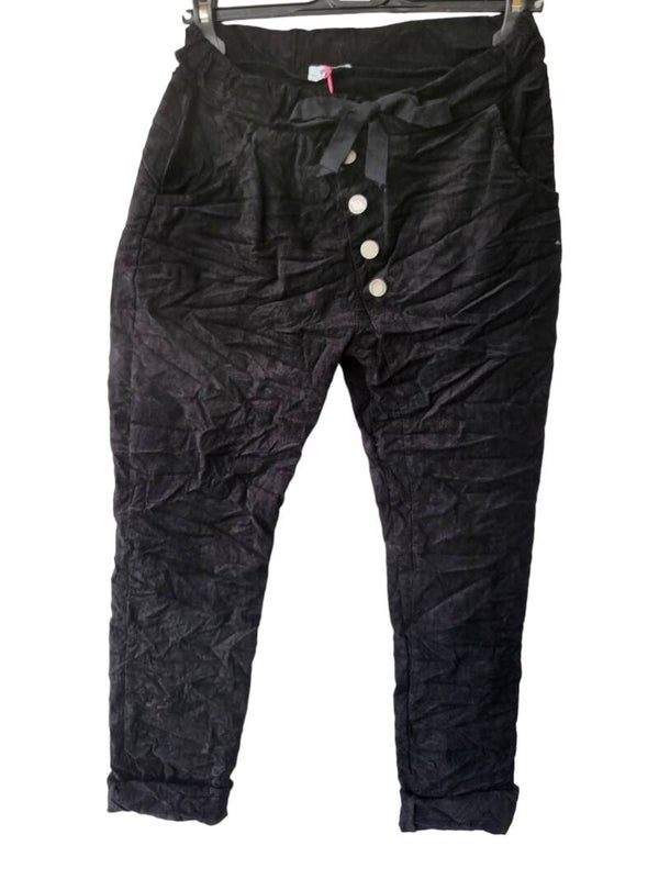 Stretchhose dicker schwarz mit Dekoknöpfen, Gr. 38 - 42/44, 1x verfügbar