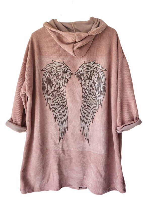 Hoodie dick altrosa "Engelsflügel", Gr. 38 - 44, 3x verfügbar