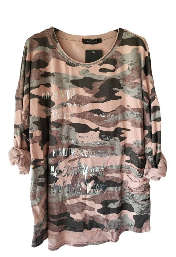 Pullover camouflage rosa, Gr. 38 - 42/44, 1x verfügbar
