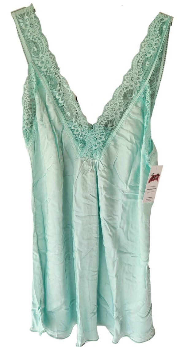 Trägershirt mit Spitze "water green", Gr. 38 - 42 - 2x verfügbar