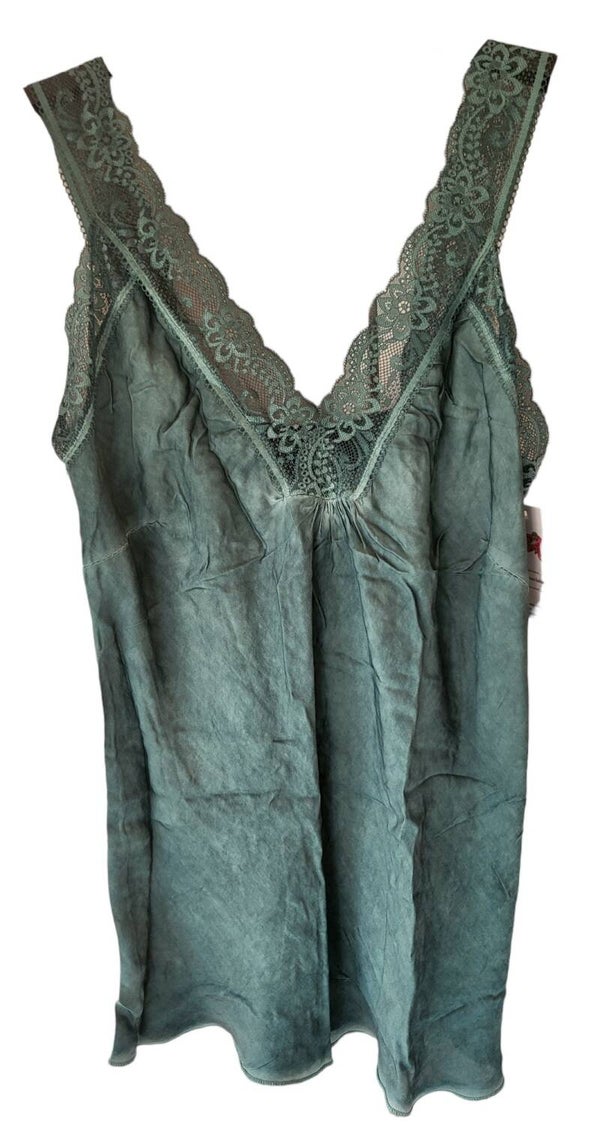 Trägershirt mit Spitze "petrol", Gr. 38 - 42 - 2x verfügbar