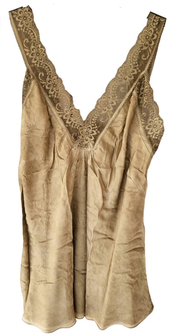 Trägershirt mit Spitze "cammel", Gr. 38 - 42 - 2x verfügbar