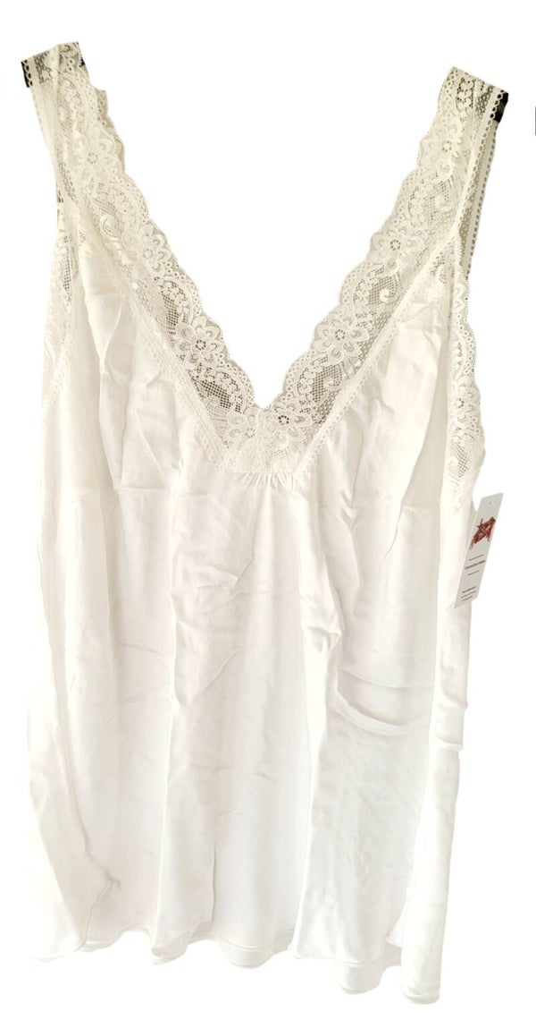 Trägershirt mit Spitze "weiss", Gr. 38 - 42 - 2x verfügbar