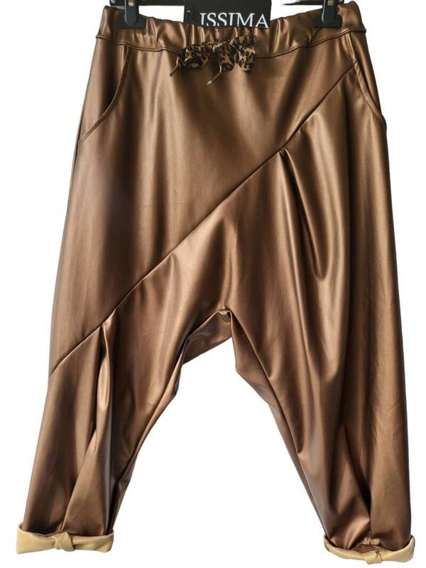 Kunstleder-baggypants dark cammel, Gr. 40 - 42/44, 1x verfügbar
