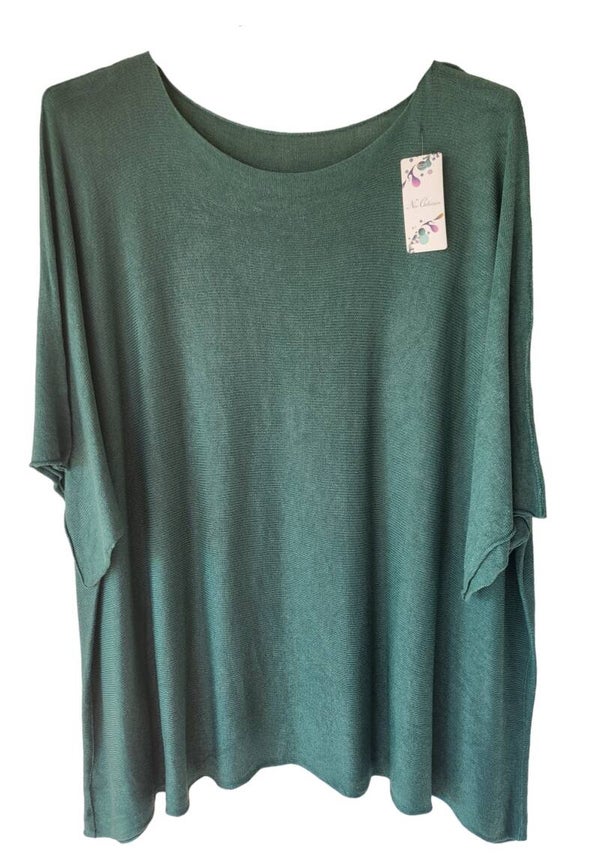 Kurzarmshirt grün uni, Gr. 44/46, 1x verfügbar