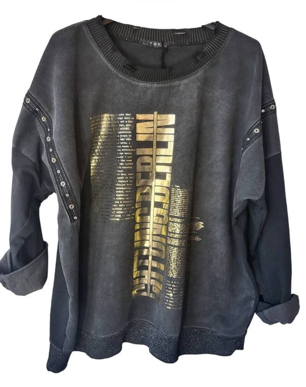 Pullover schwarz/gold "BERLIN", Gr. 38 - 44, 1x verfügbar