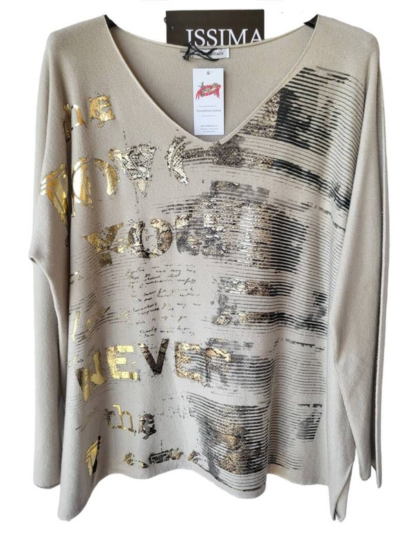 Pullover beige "I Love you", Gr. 40 - 44, 2x verfügbar