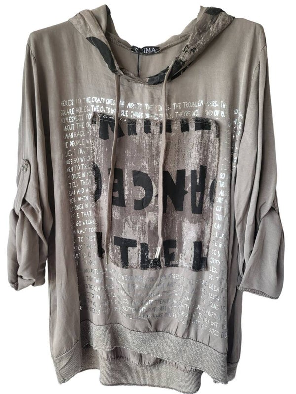 Shirt mud mit silber Schrift, Gr. 38 - 42, 1x verfügbar