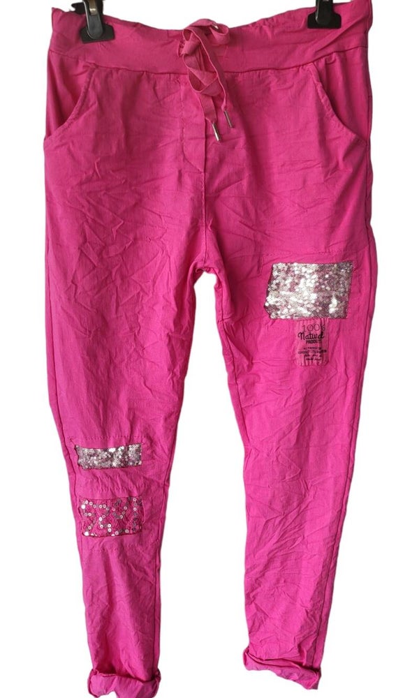 Stretchhose pink mit Pailletten, Gr. 38 - 42, 2x verfügbar