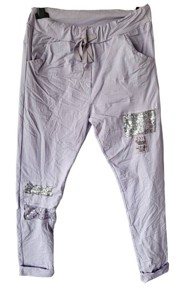 Stretchhose lila mit Pailletten, Gr. 38 - 42, 2x verfügbar