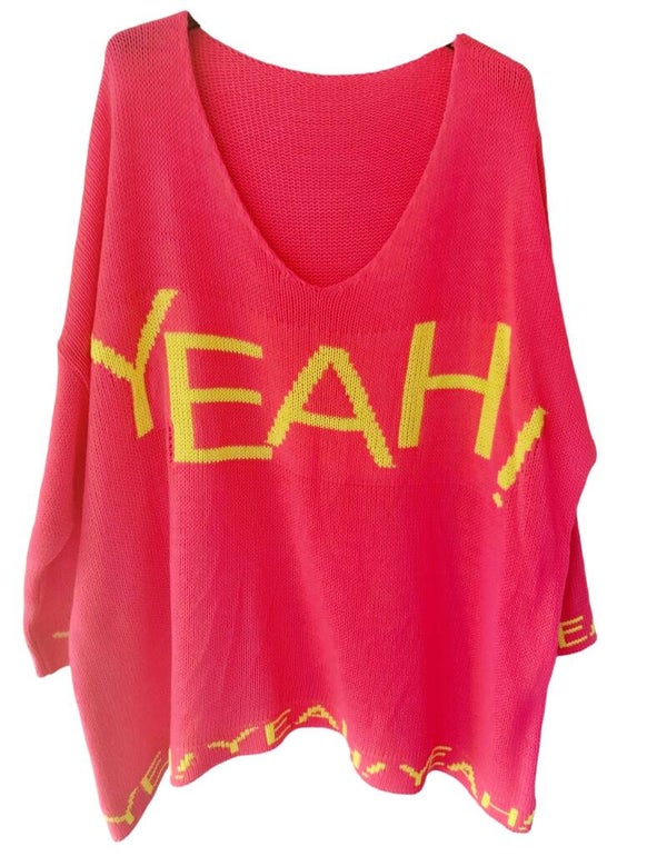 Pullover pink "YEAH!", Gr. 46 - 50, 1x verfügbar