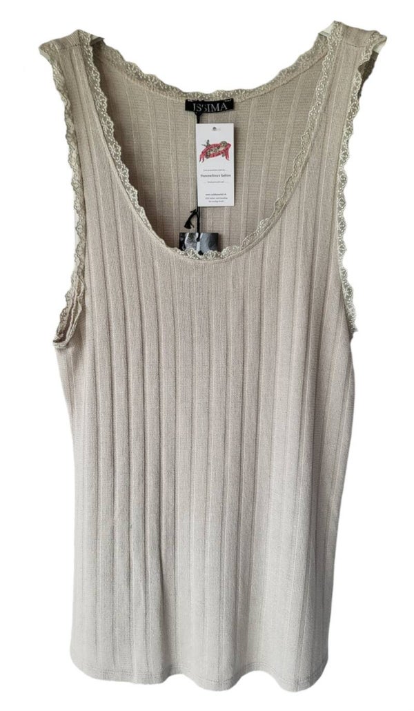 Trägershirt butter/gold mit Spitze, Gr. 38 - 42, 1x verfügbar