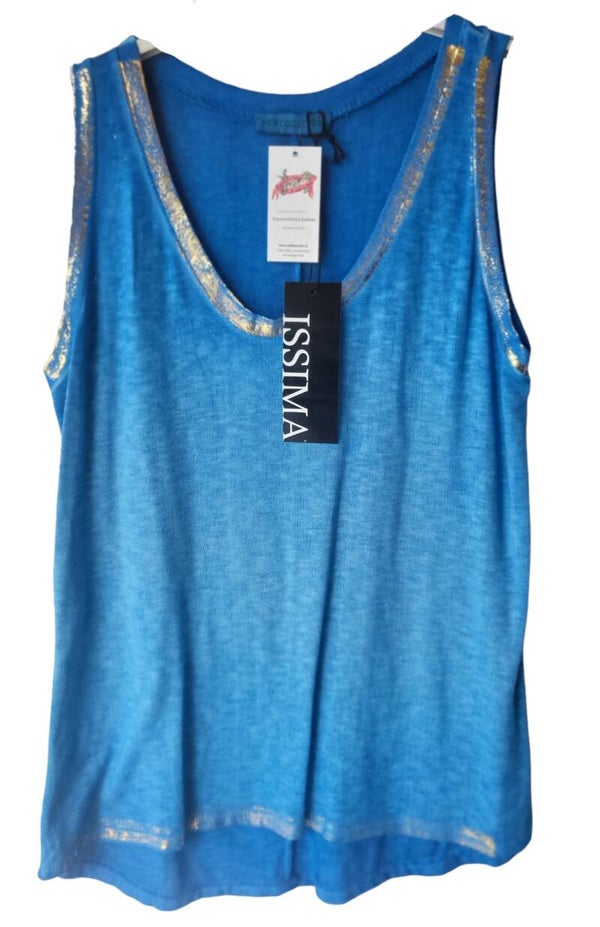 Trägershirt royal blau mit gold, Gr. 38 - 42, 1x verfügbar