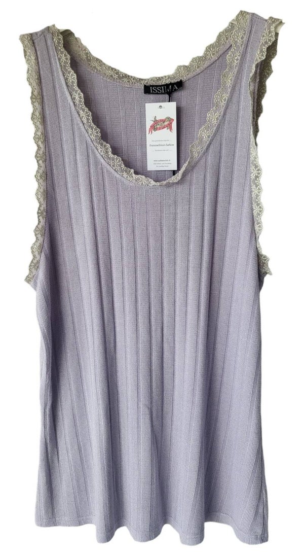 Trägershirt lila/gold mit Spitze, Gr. 38 - 42, 1x verfügbar