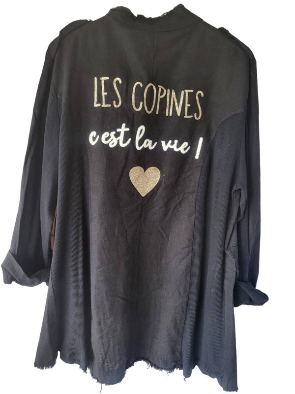 Bluse schwarz offen " Les copines", Gr. 38 - 42, 1x verfügbar