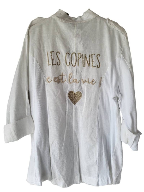 Bluse weiss offen " Les copines", Gr. 38 - 42, 1x verfügbar
