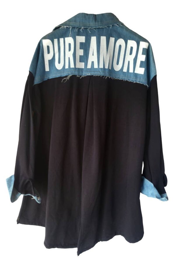 Bluse schwarz/jeansblau "AMORE", 1x verfügbar