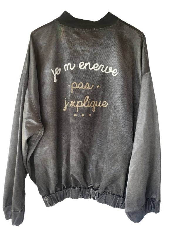 Übergangsjacke schwarz melliert "Je me enerve", Gr. 38 - 42, 2x verfügbar