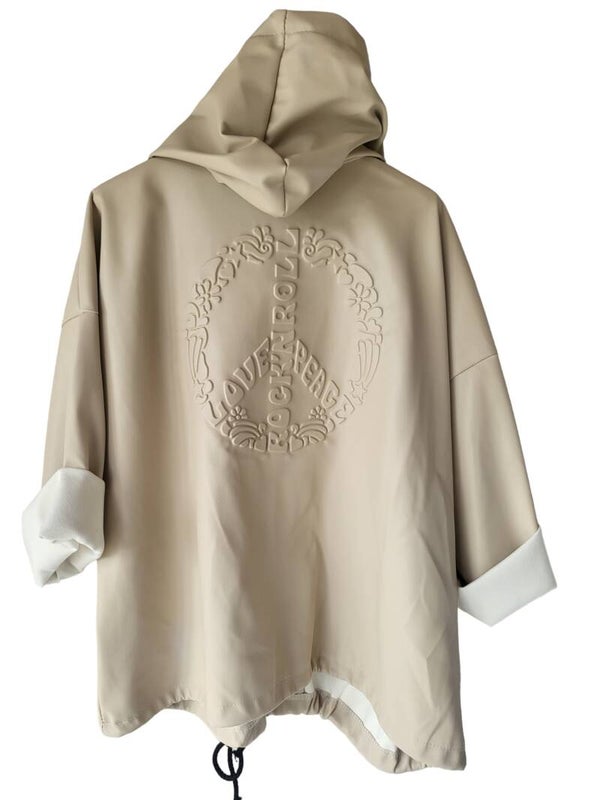 Übergangsjacke beige "Peace & Love", Gr. 38 - 42/44, 1x verfügbar